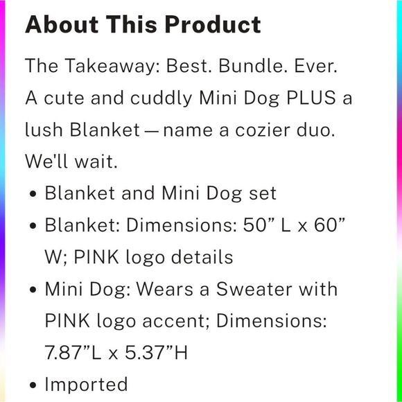PINK By Victoria's Secret Mini Dog & Cozy Logo Blanket SET NEW MSRP $86 - Picture 5 of 8